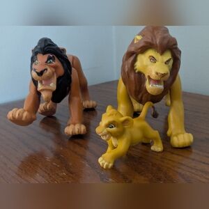 Vintage Disney Mattel The Lion King Fighting Action Toys, Muffasa Scar, & Simba